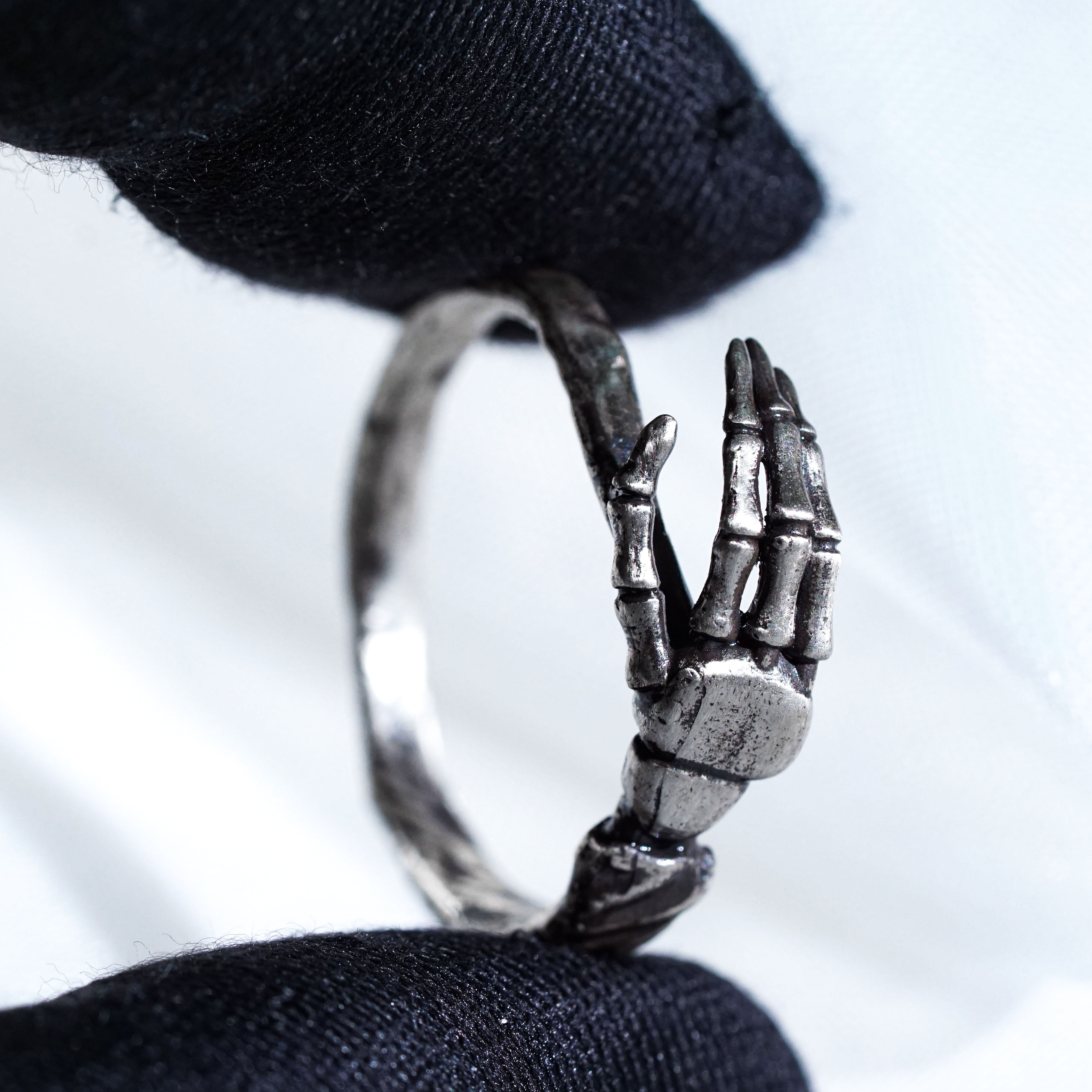 Jack & Sally Hand Couple Ring Set, Nightmare Before Christmas Inspired Stackable Rings, Gothic Halloween Jewelry, Tim Burton Romantic Gift 17 - EternaSilver DSC00889 - EternaSilver