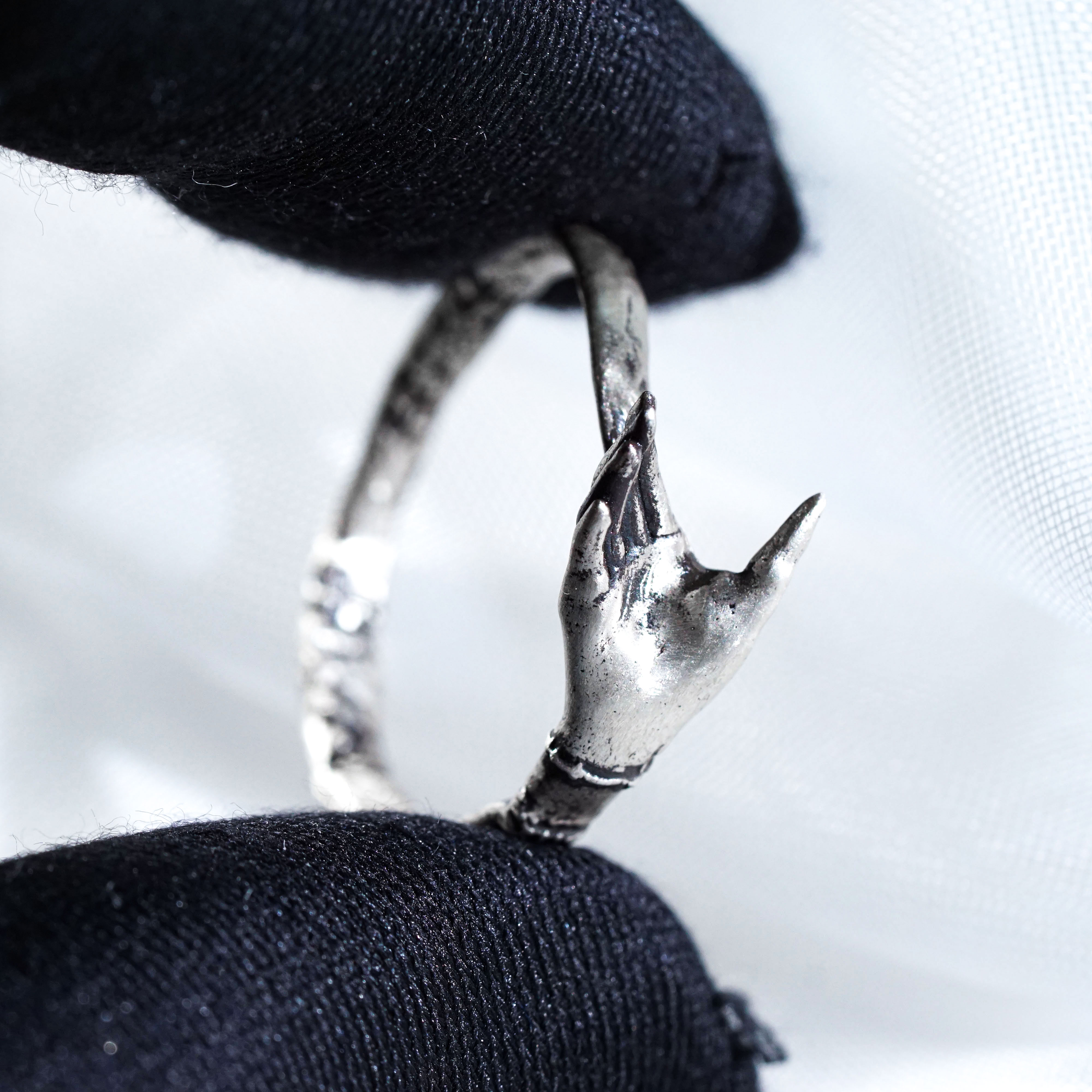 Jack & Sally Hand Couple Ring Set, Nightmare Before Christmas Inspired Stackable Rings, Gothic Halloween Jewelry, Tim Burton Romantic Gift 18 - EternaSilver DSC00890 - EternaSilver
