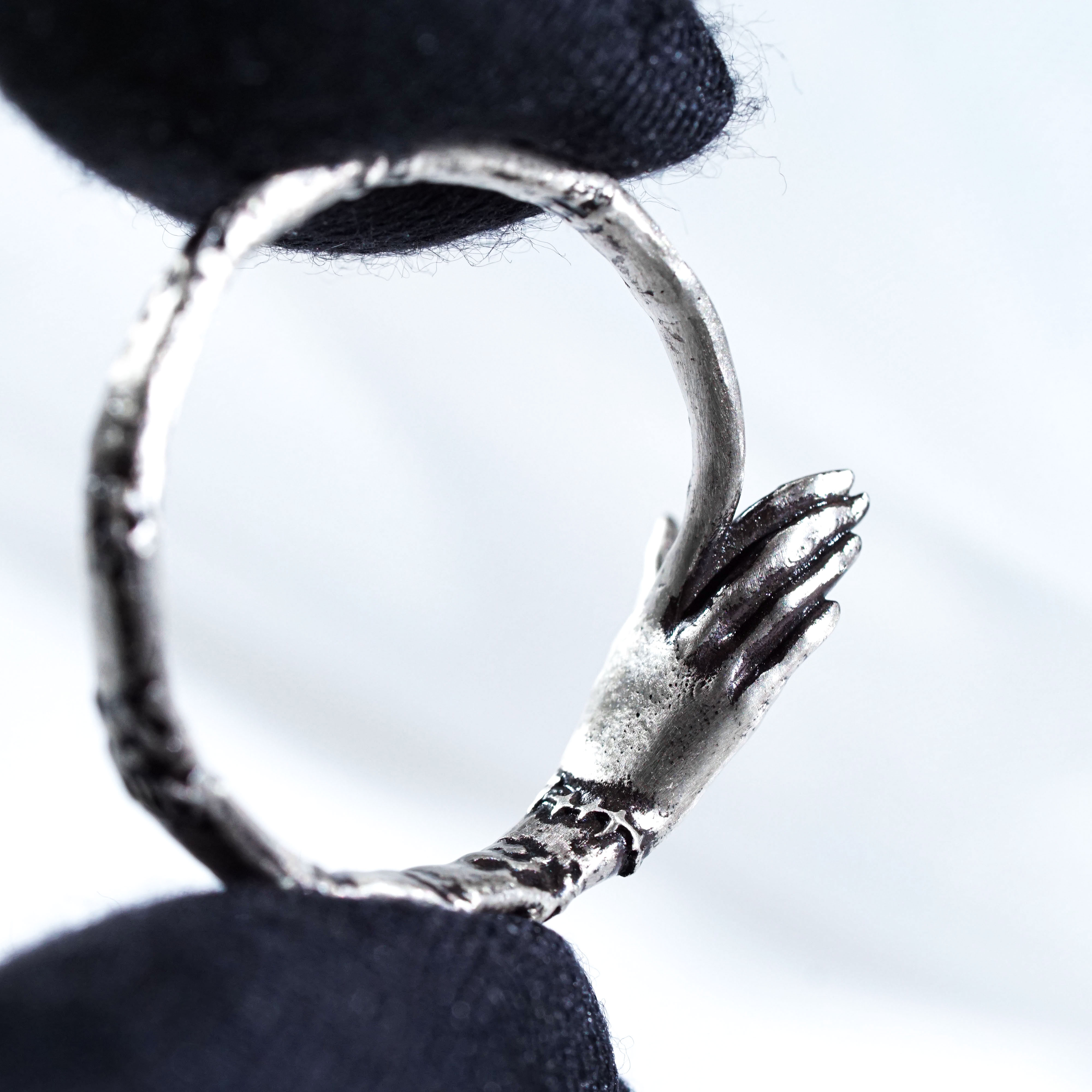 Jack & Sally Hand Couple Ring Set, Nightmare Before Christmas Inspired Stackable Rings, Gothic Halloween Jewelry, Tim Burton Romantic Gift 19 - EternaSilver DSC00891 - EternaSilver