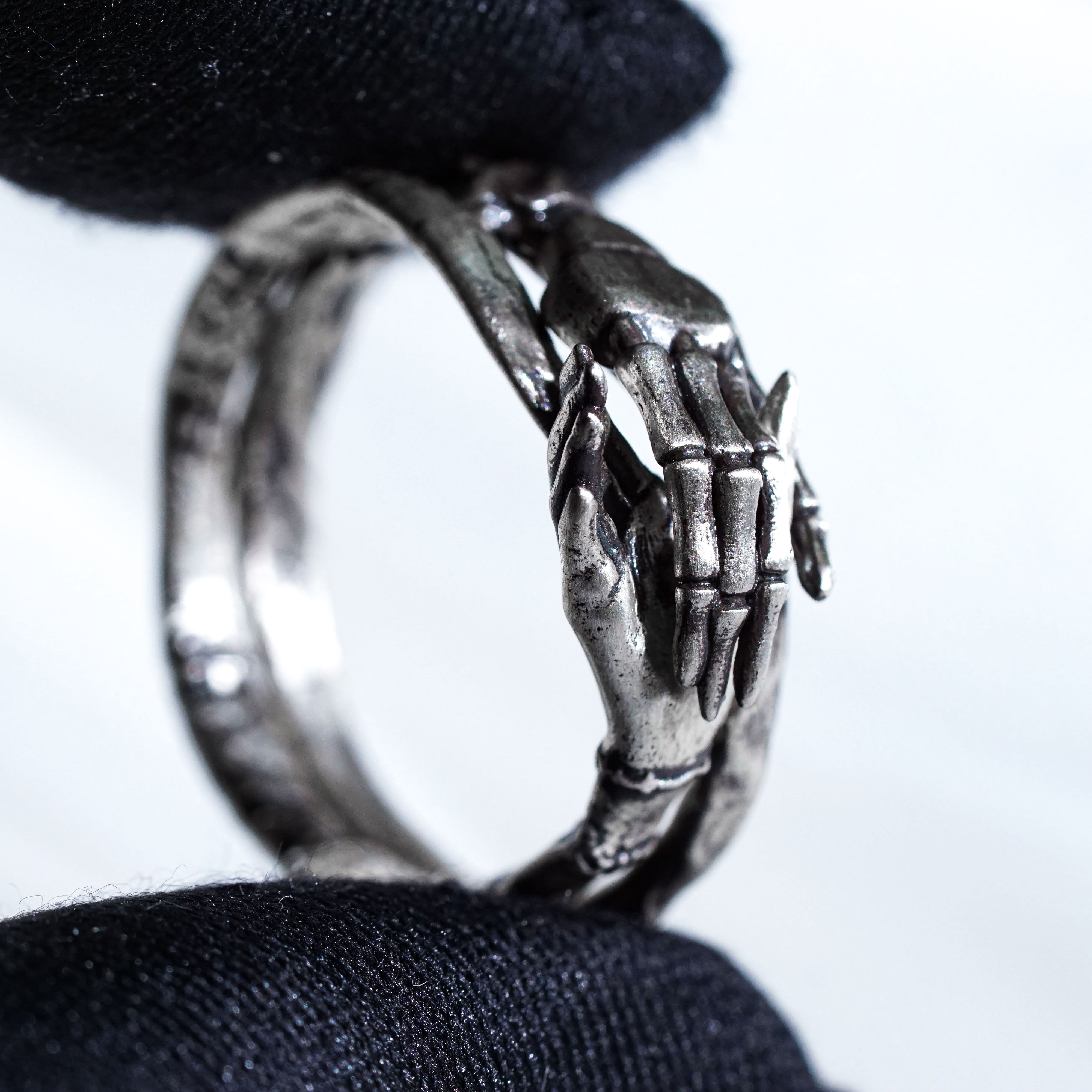 Jack & Sally Hand Couple Ring Set, Nightmare Before Christmas Inspired Stackable Rings, Gothic Halloween Jewelry, Tim Burton Romantic Gift 20 - EternaSilver DSC00924 - EternaSilver
