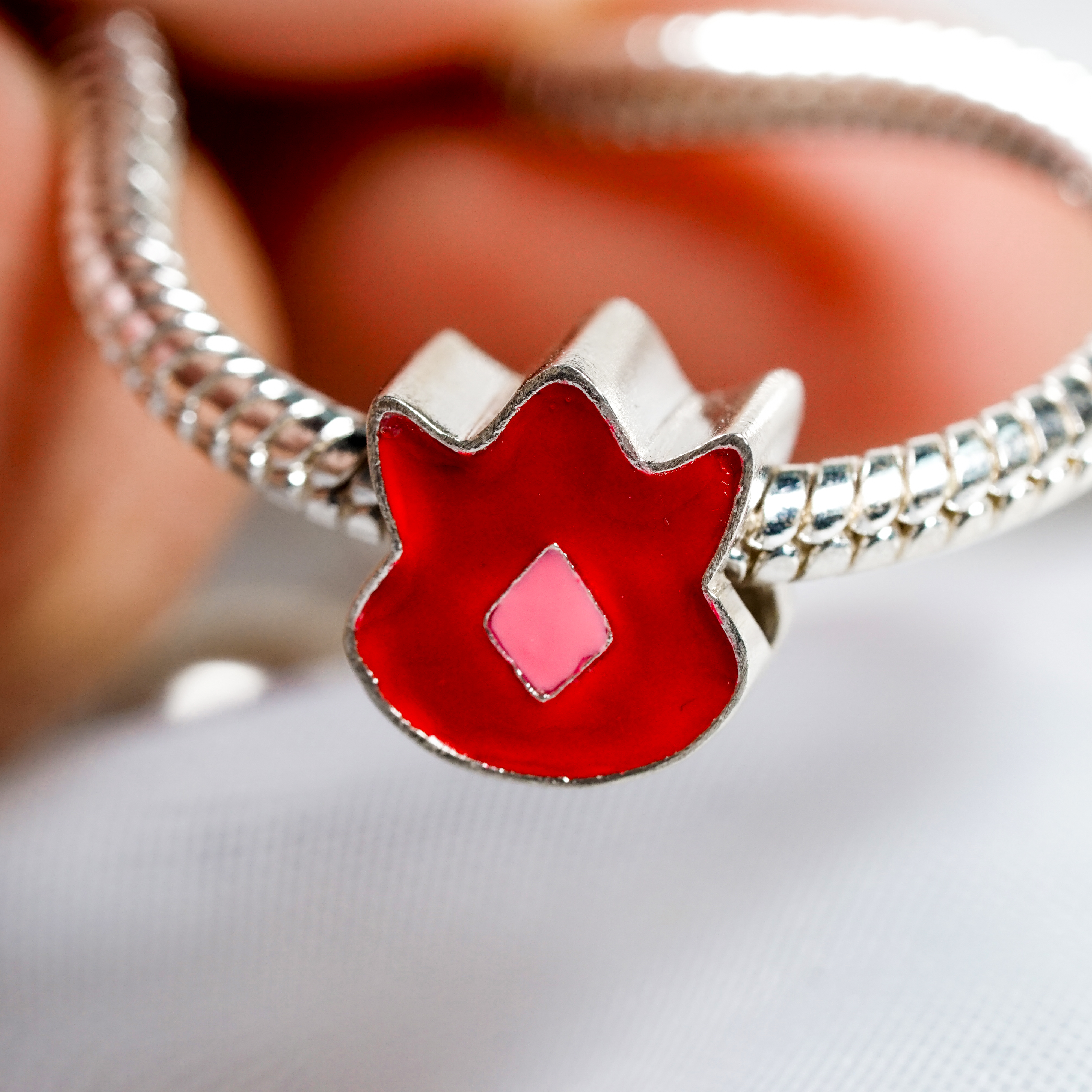 Pokémon Volcano Badge Charm, Custom Handmade 950 Silver Pandora Style Bead, Pokémon Gym Badge Jewelry Gift for Collectors and Fans 9 - EternaSilver DSC04624 - EternaSilver