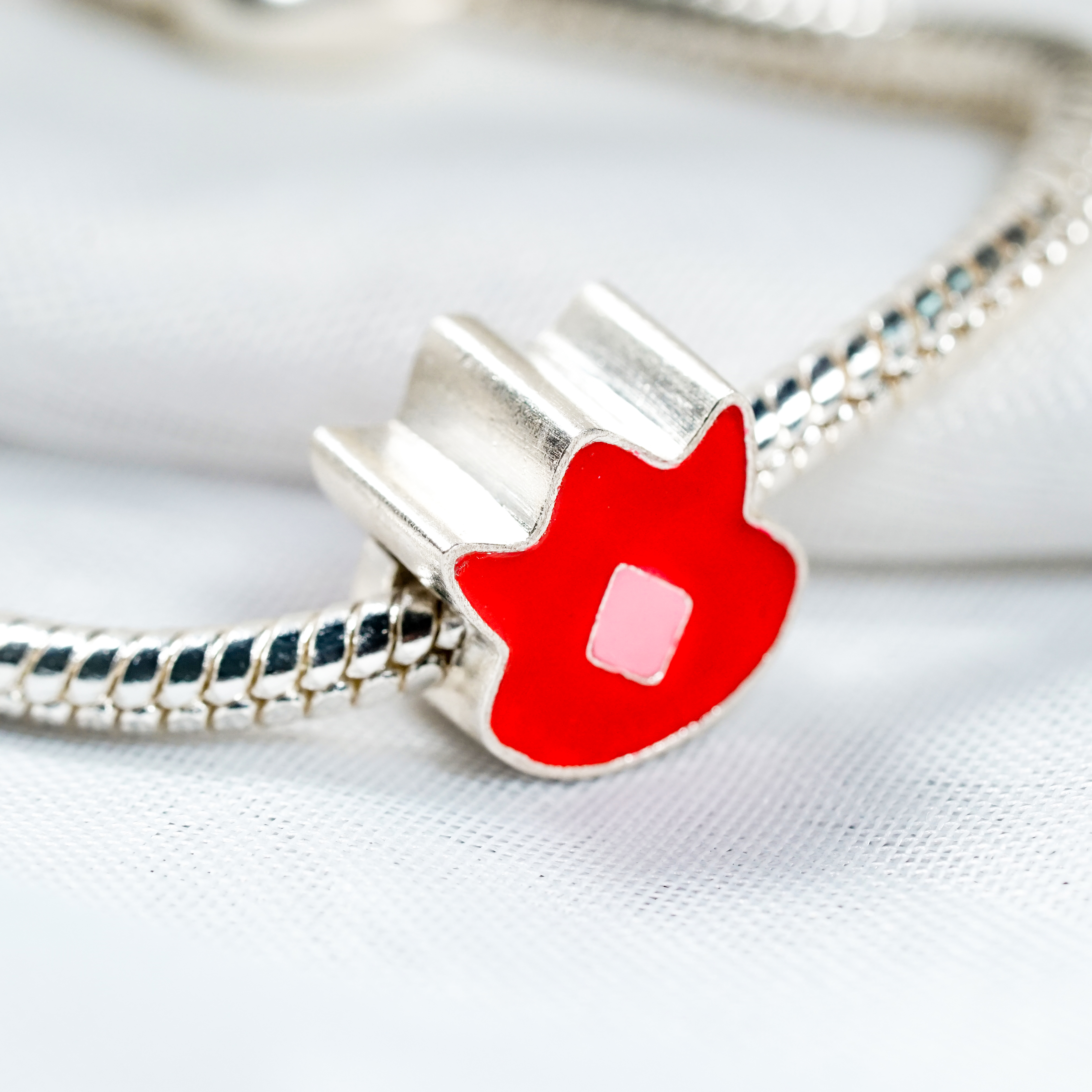 Pokémon Volcano Badge Charm, Custom Handmade 950 Silver Pandora Style Bead, Pokémon Gym Badge Jewelry Gift for Collectors and Fans 8 - EternaSilver DSC04625 - EternaSilver