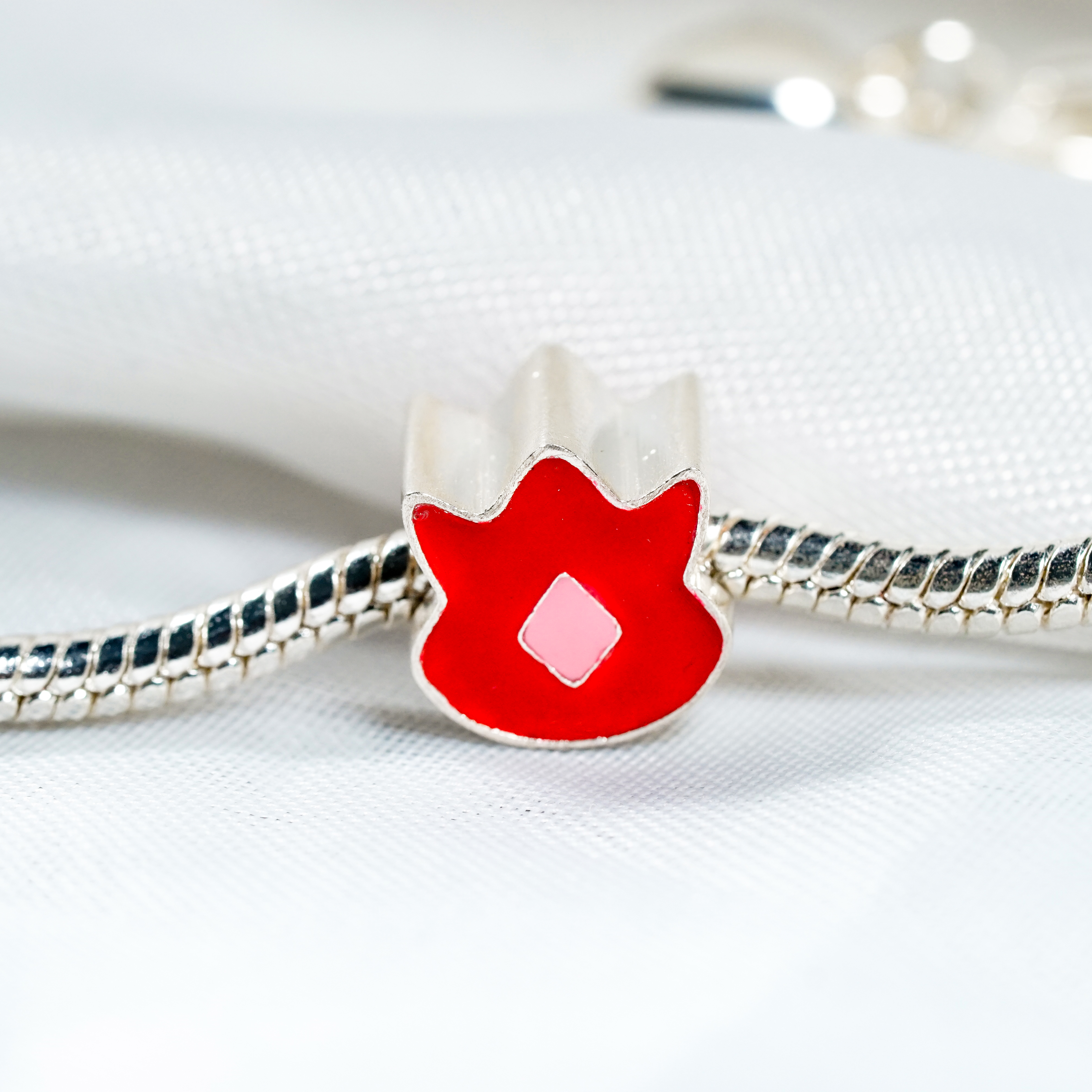 Pokémon Volcano Badge Charm, Custom Handmade 950 Silver Pandora Style Bead, Pokémon Gym Badge Jewelry Gift for Collectors and Fans 6 - EternaSilver DSC04627 - EternaSilver