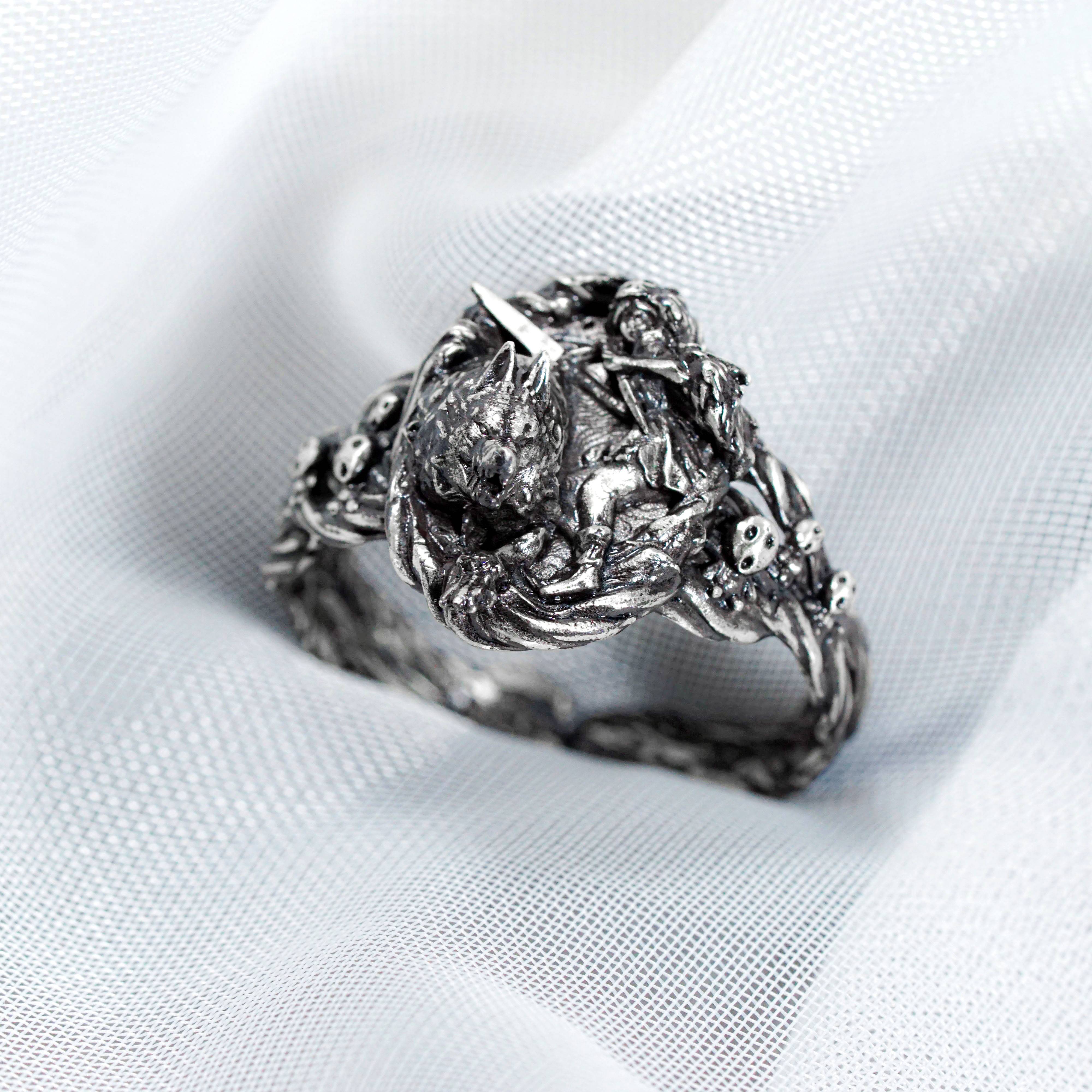 Mononoke Princess With Wolf Ring, Mononoke Hime 950 Silver Jewelry, Anime Cosplay & Cottagecore Jewelry, Gift for Her