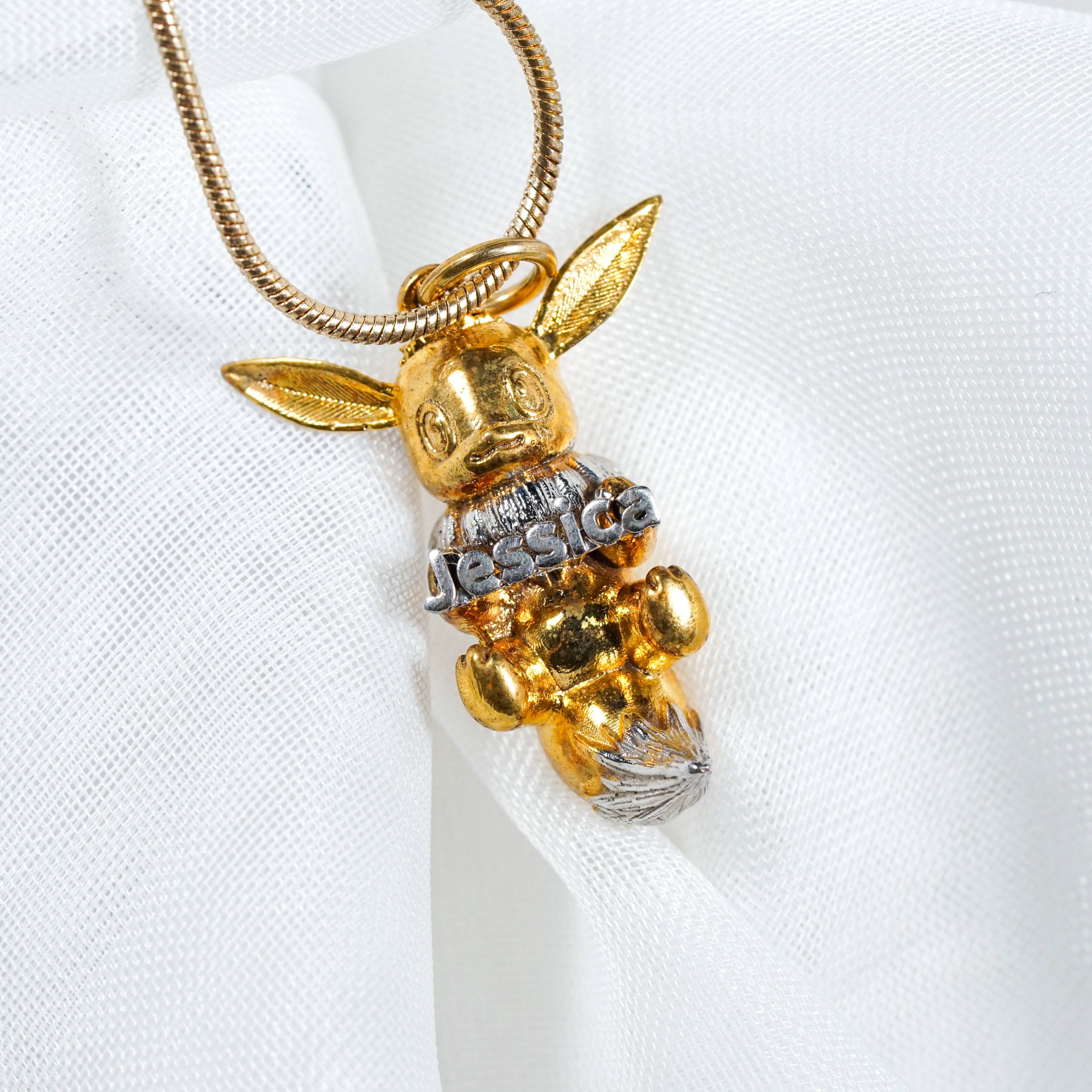 Handmade Eevee Custom Name Necklace, 950 Silver Evolution Jewelry, Perfect Pokémon Gift for Trainers & Collectors