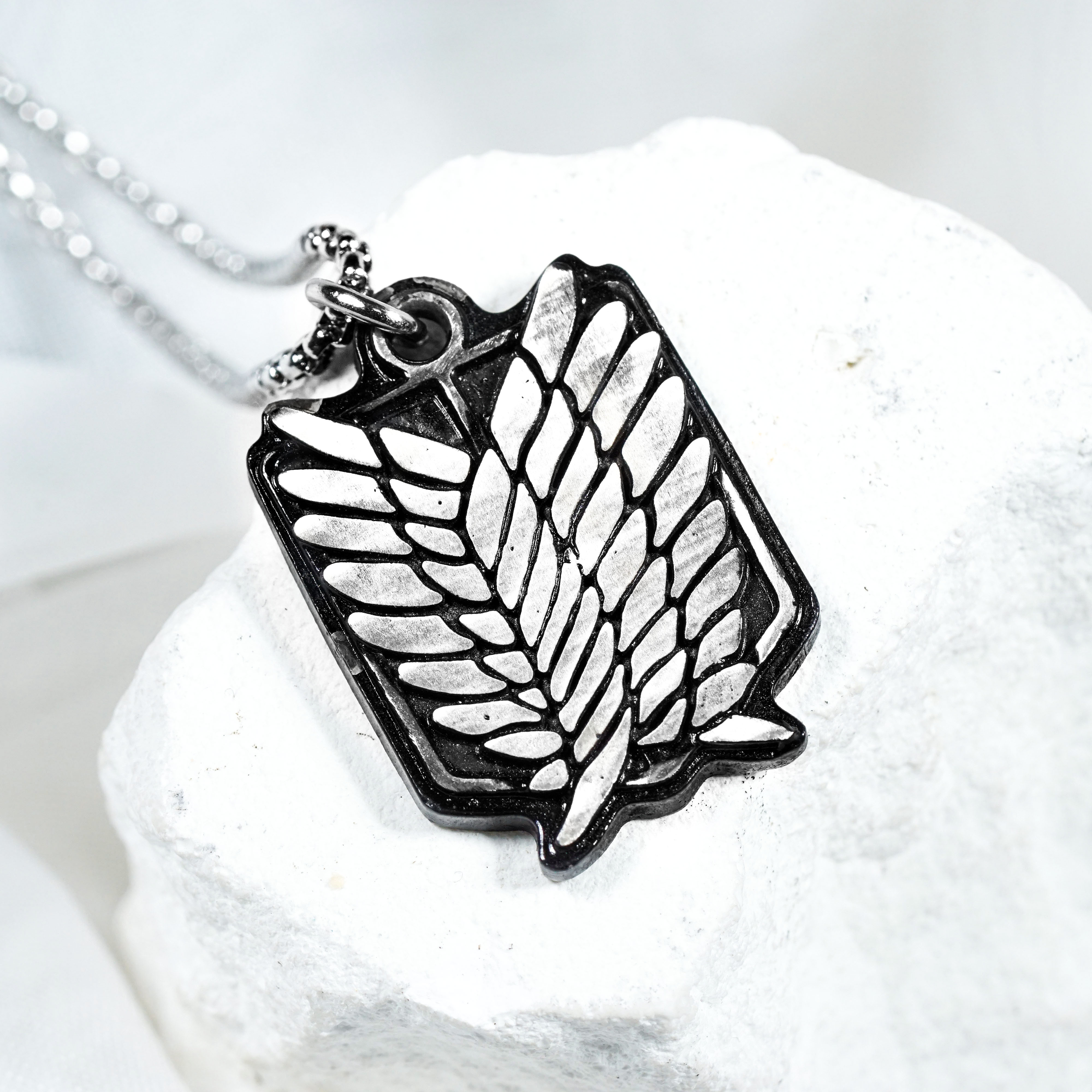 Attack on Titan Survey Corps Necklace, Wings of Freedom Pendant, Anime Jewelry Gift, AOT Cosplay Accessory, Scout Regiment Silver Necklace