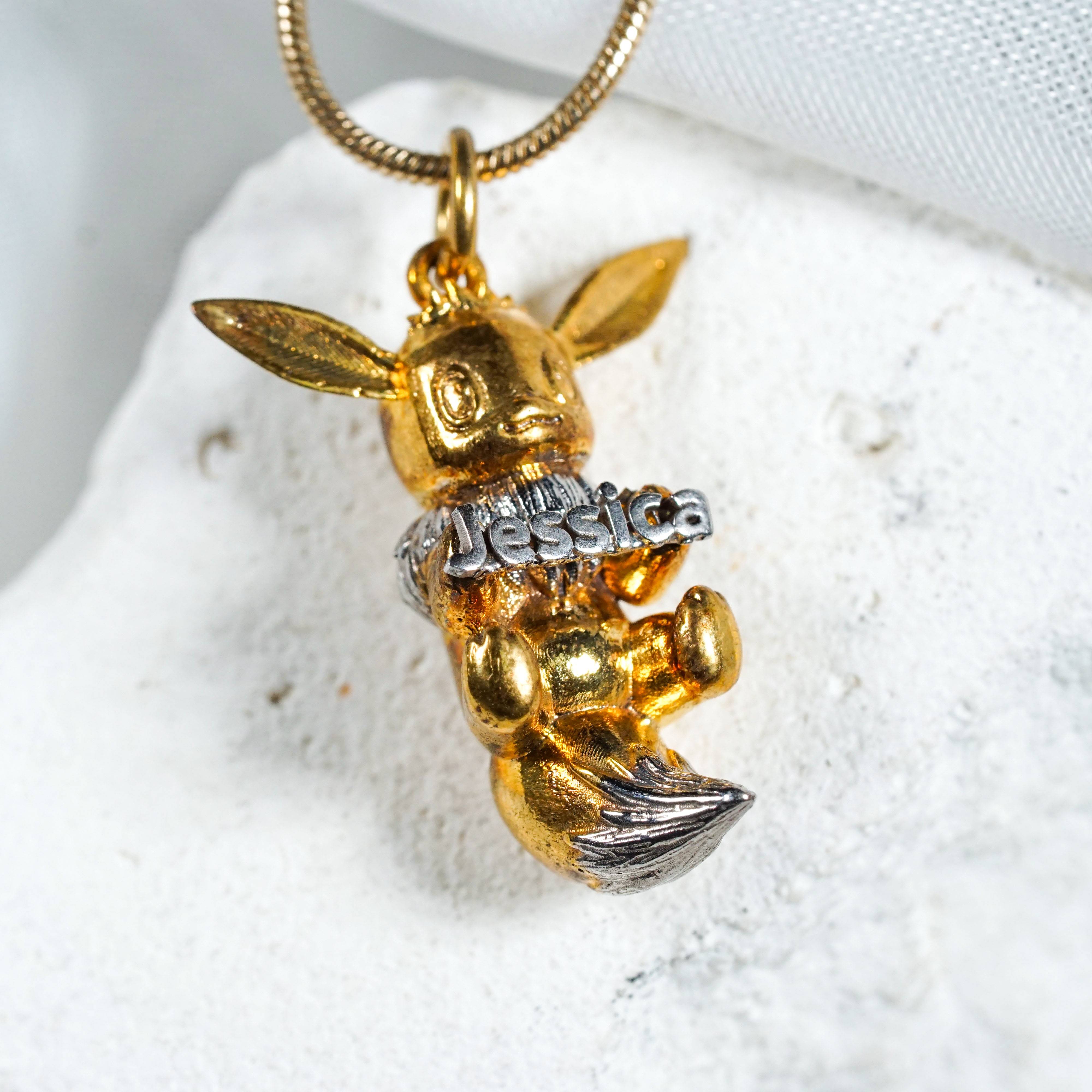 Handmade Eevee Custom Name Necklace, 950 Silver Evolution Jewelry, Perfect Pokémon Gift for Trainers & Collectors 3 - EternaSilver DSC08984 - EternaSilver