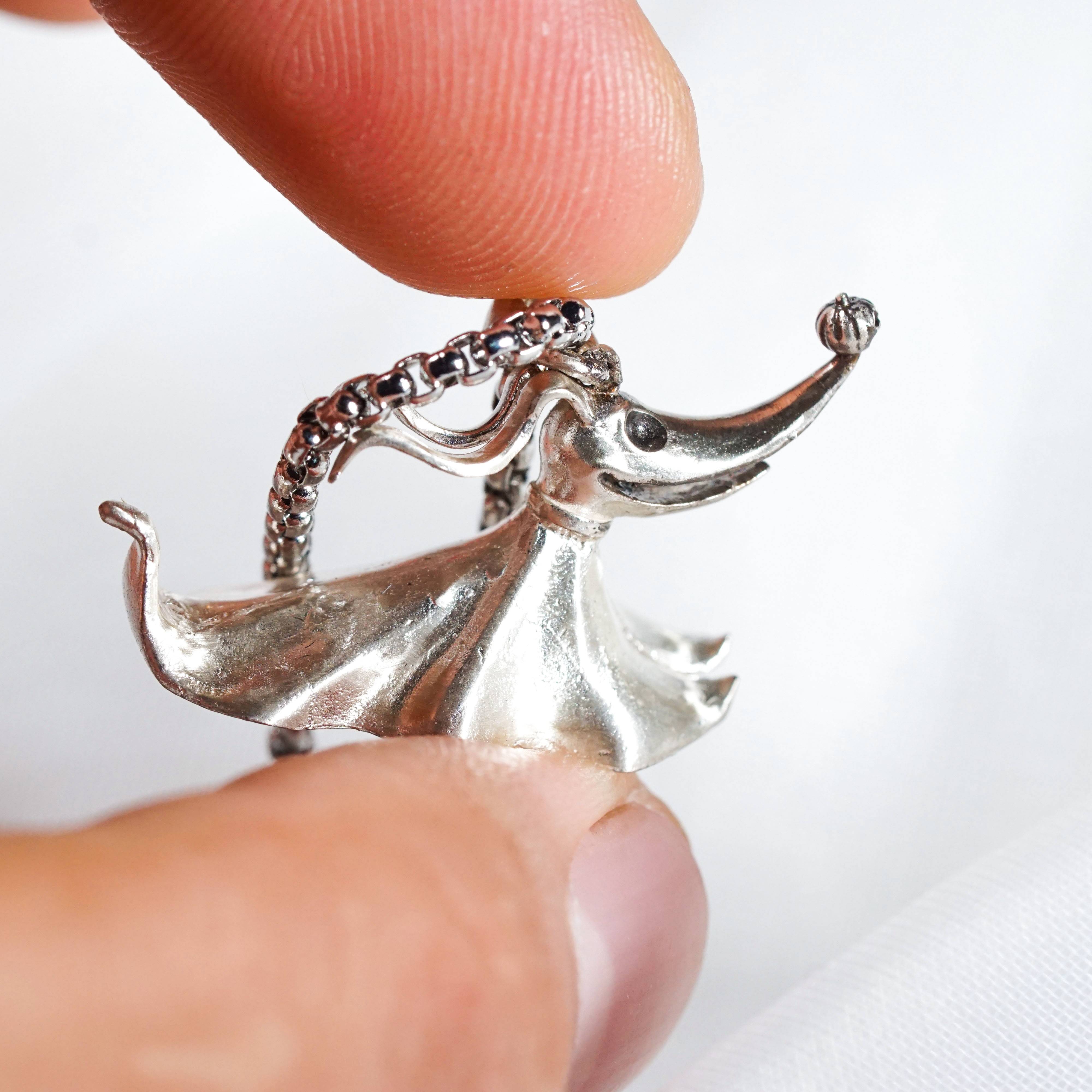 Fanmade Zero Dog Necklace, Handmade Silver 950 Nightmare Before Christmas Jewelry, Perfect Halloween Gift 6 - EternaSilver DSC09044 - EternaSilver