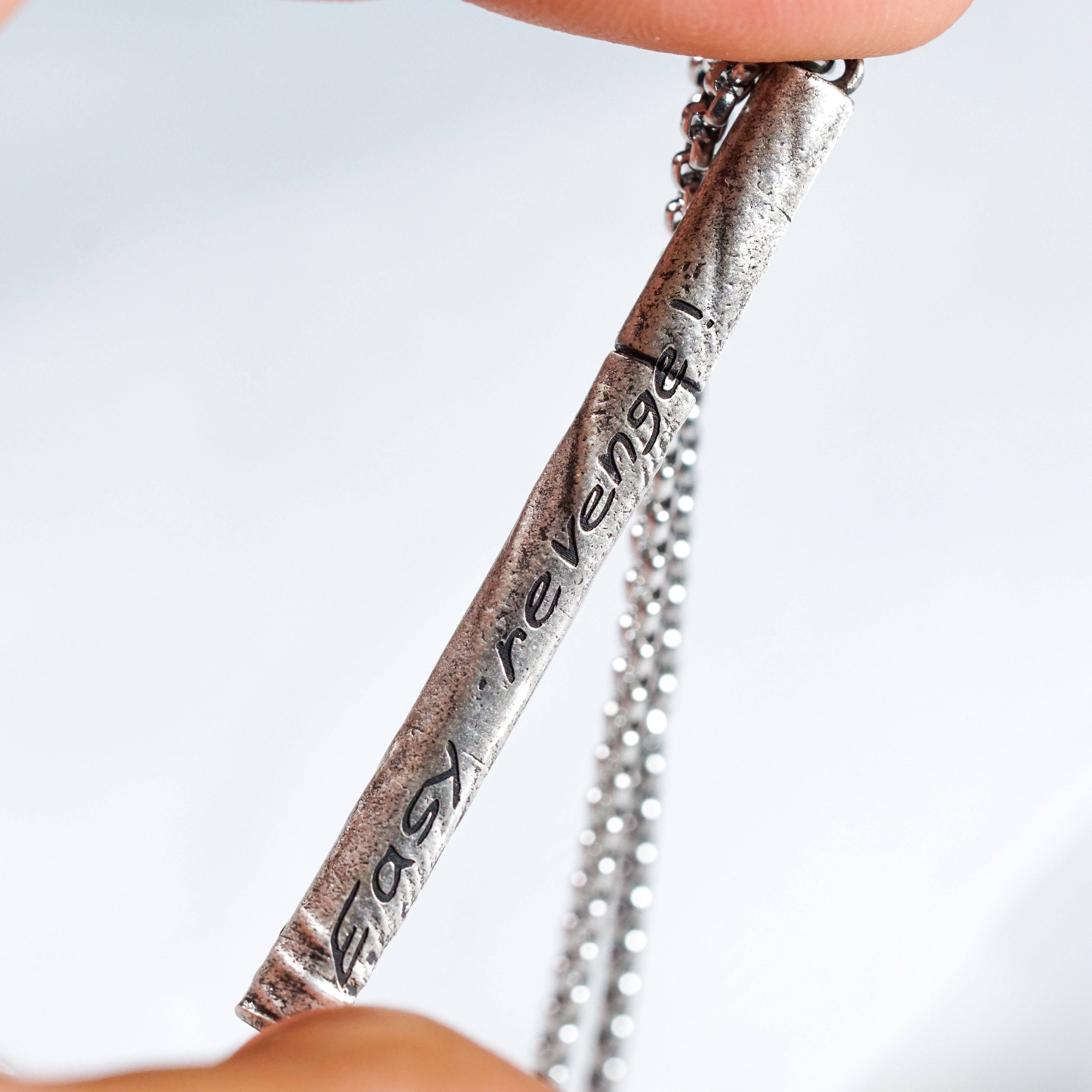 Silver 950 Chainsaw Anime Inspired Necklace, "Easy Revenge!" Fanmade Handmade Pendant, Cigarette Necklace, Anime Jewelry Gifs 6 - EternaSilver DSC09097 - EternaSilver