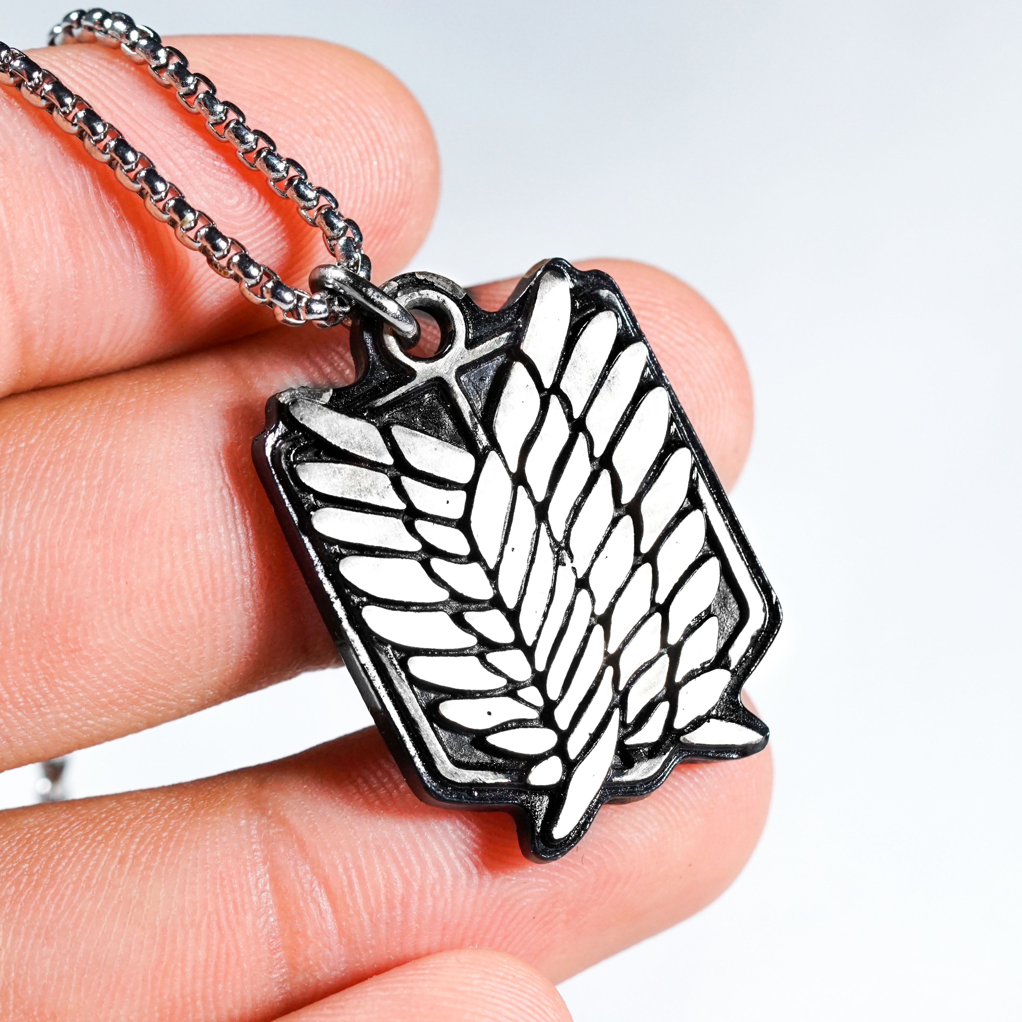 Attack on Titan Survey Corps Necklace, Wings of Freedom Pendant, Anime Jewelry Gift, AOT Cosplay Accessory, Scout Regiment Silver Necklace 5 - EternaSilver DSC09164 1 - EternaSilver