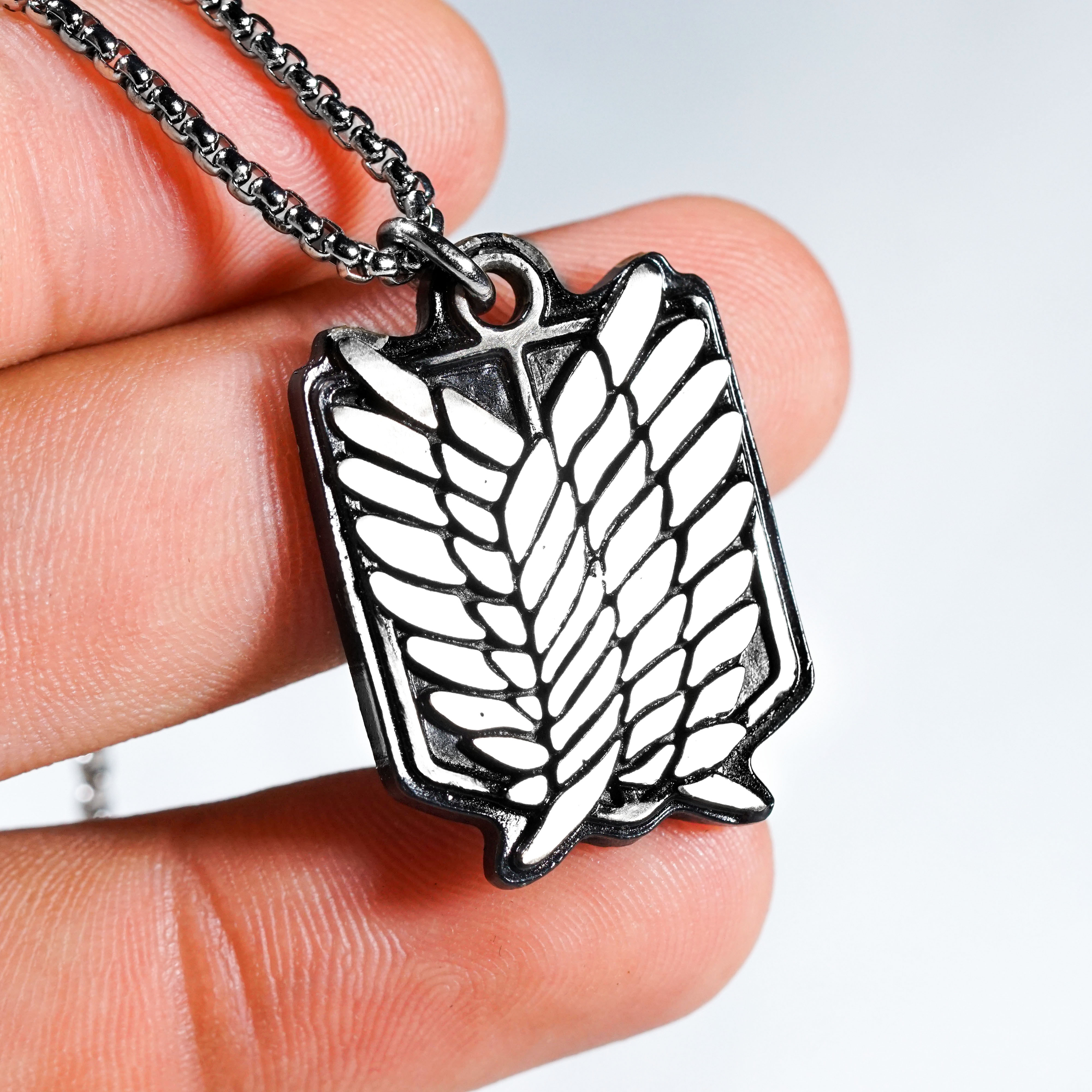 Attack on Titan Survey Corps Necklace, Wings of Freedom Pendant, Anime Jewelry Gift, AOT Cosplay Accessory, Scout Regiment Silver Necklace 6 - EternaSilver DSC09165 1 - EternaSilver