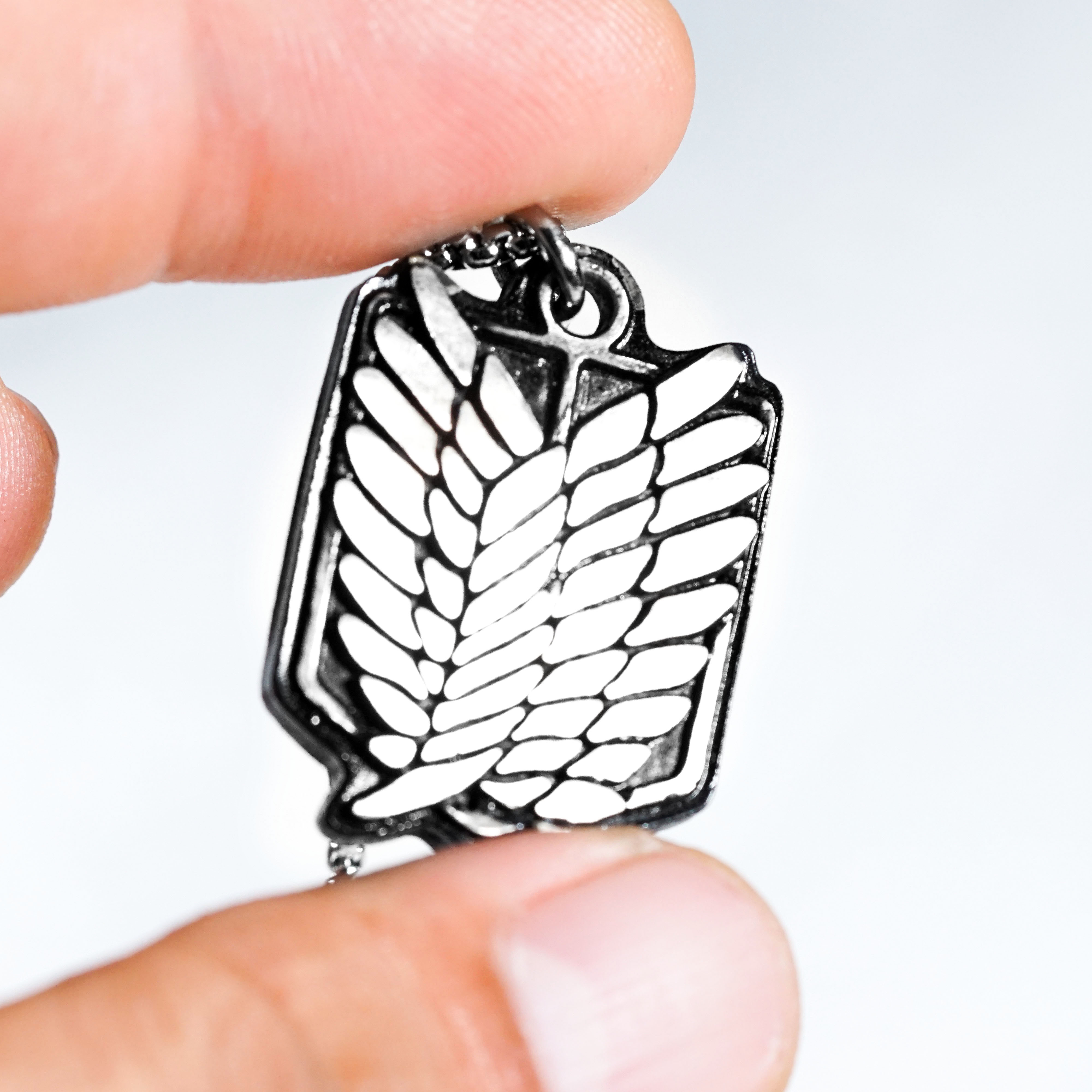 Attack on Titan Survey Corps Necklace, Wings of Freedom Pendant, Anime Jewelry Gift, AOT Cosplay Accessory, Scout Regiment Silver Necklace 7 - EternaSilver DSC09166 1 - EternaSilver