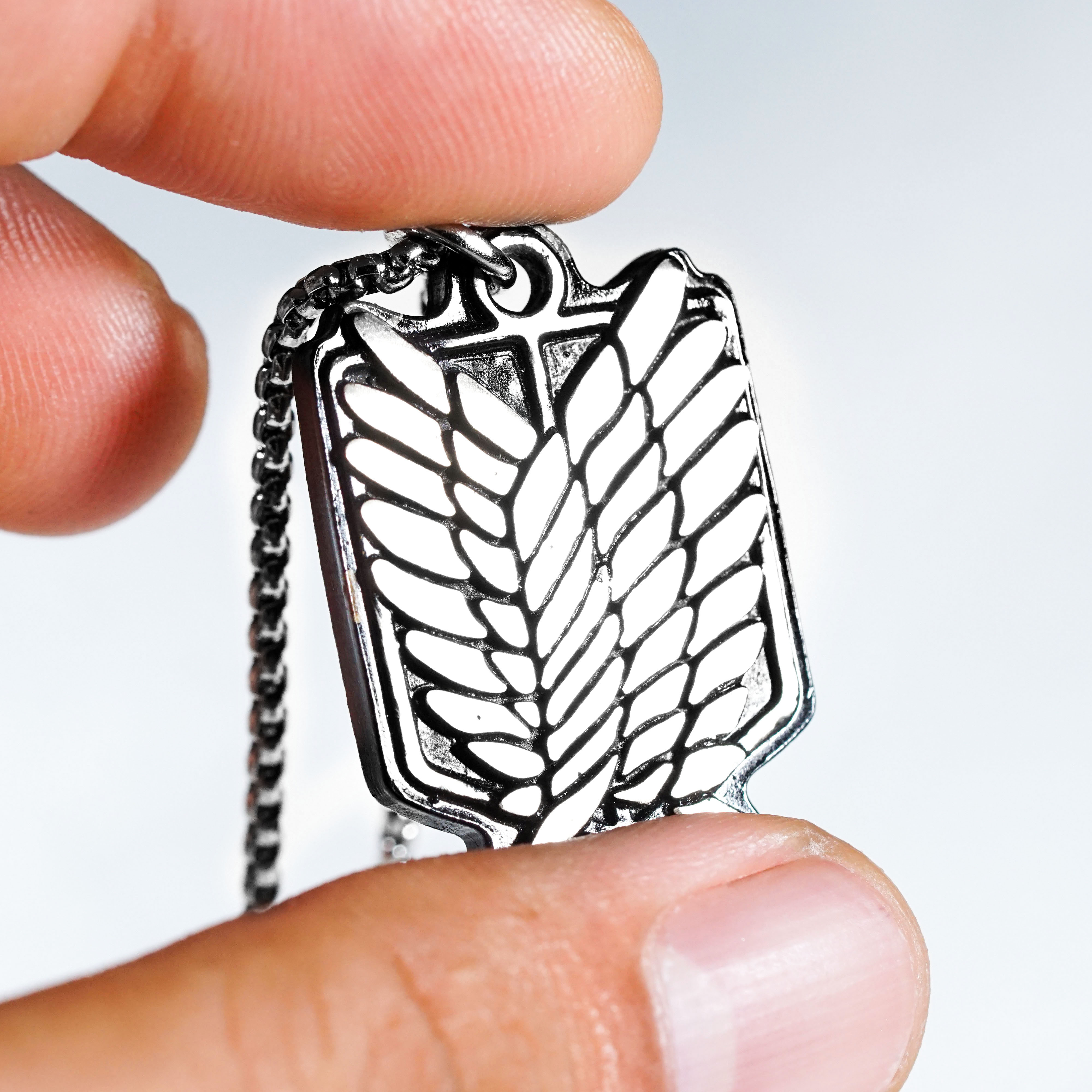 Attack on Titan Survey Corps Necklace, Wings of Freedom Pendant, Anime Jewelry Gift, AOT Cosplay Accessory, Scout Regiment Silver Necklace 8 - EternaSilver DSC09167 1 - EternaSilver