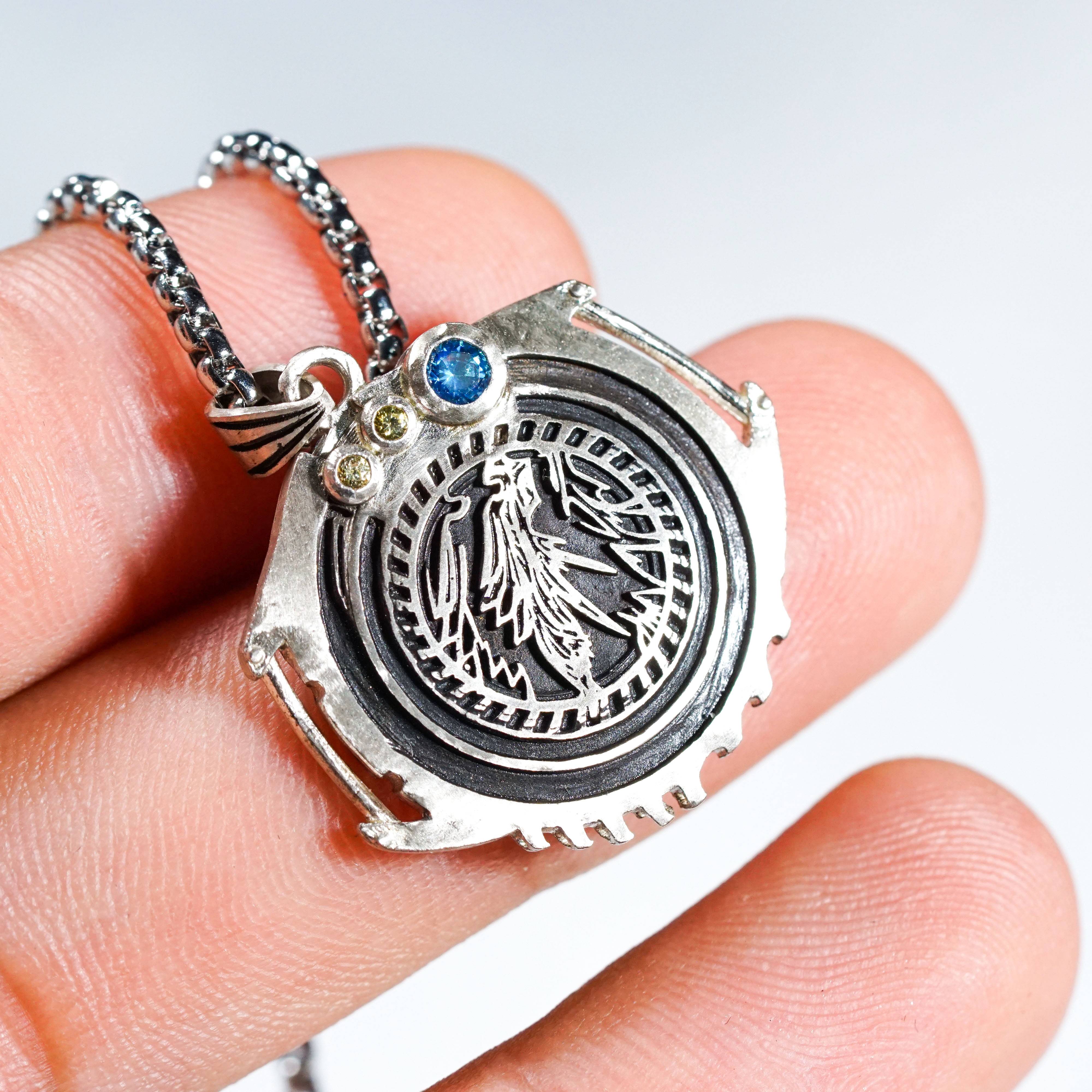 Fanmade Final Fantasy VII Rebirth Sephiroth Necklace, Handmade 950 Silver Pendant, Perfect FF7 Collectible Jewelry 6 - EternaSilver DSC09168 - EternaSilver