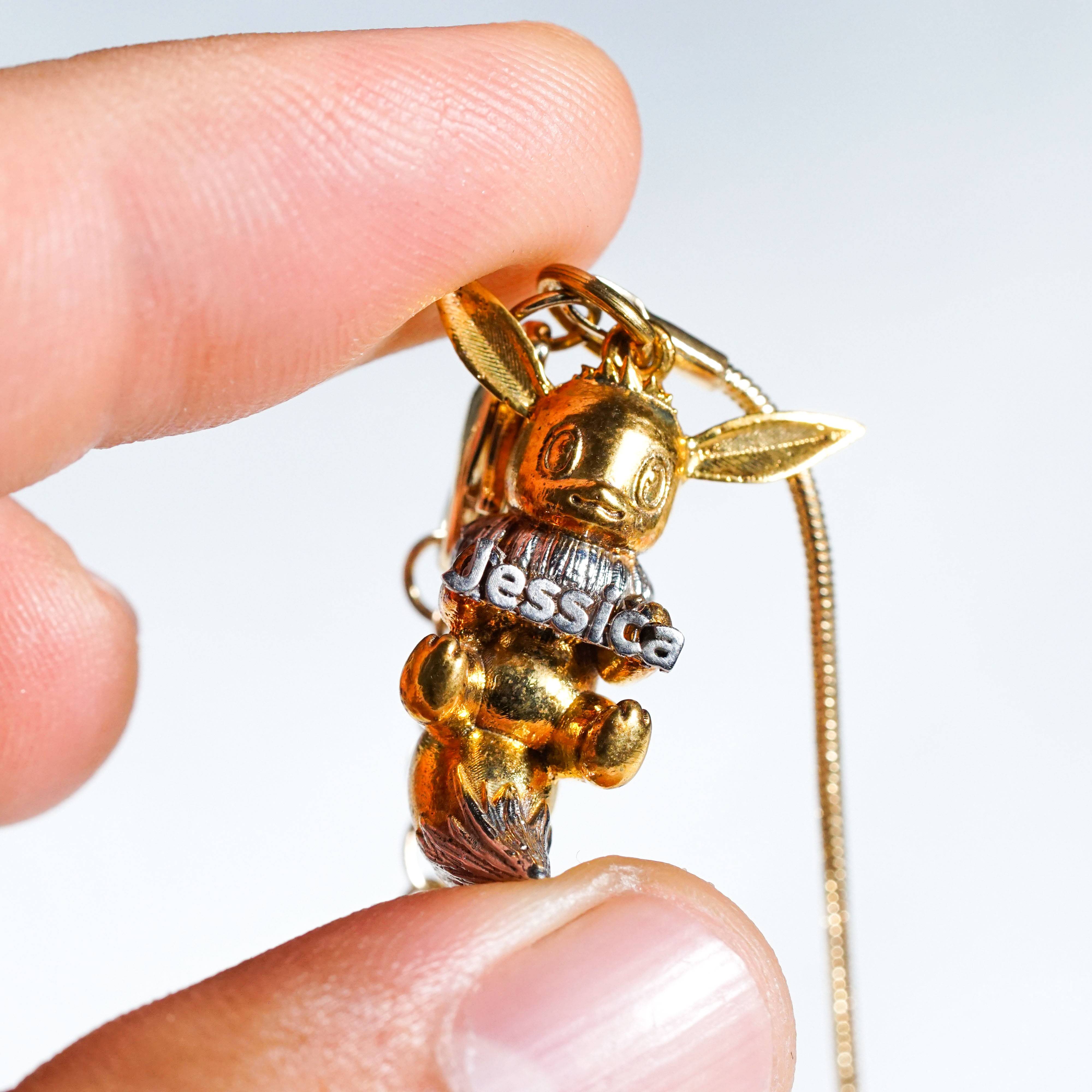 Handmade Eevee Custom Name Necklace, 950 Silver Evolution Jewelry, Perfect Pokémon Gift for Trainers & Collectors 7 - EternaSilver DSC09219 - EternaSilver